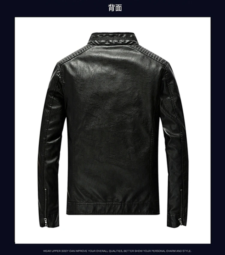 Autumn And Winter Men Thin Stand Collar PU Leather Jacket Europe And America Slim Fit-Style Short Youth Casual Cool Imitation Le