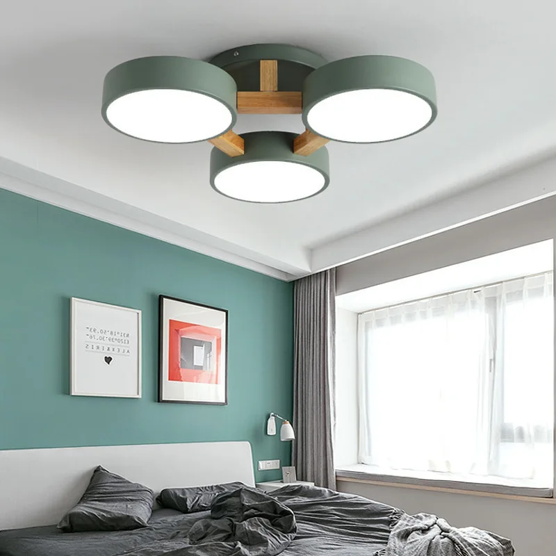 

Nordic Wood led Ceiling Lights Modern Colorful Bedroom Ceiling Lamps Round thin plafondlamp Lighting lamparas de techo