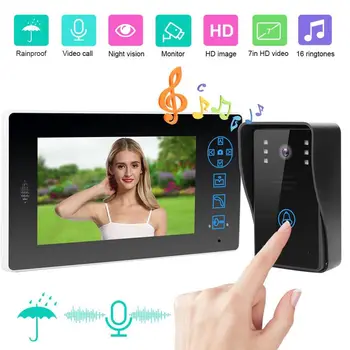 

smart doorbell 7in TFT 2.4G Wireless Video Doorbell Phone IR Night Vision Intercom Rainproof 100V-240V new
