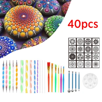 

40Pcs/set DIY Mandala Dotting Tools Set For Painting Rocks Dot Kit Rock Stone Painting Pen Polka Dot Art Tool Template Cosmetic