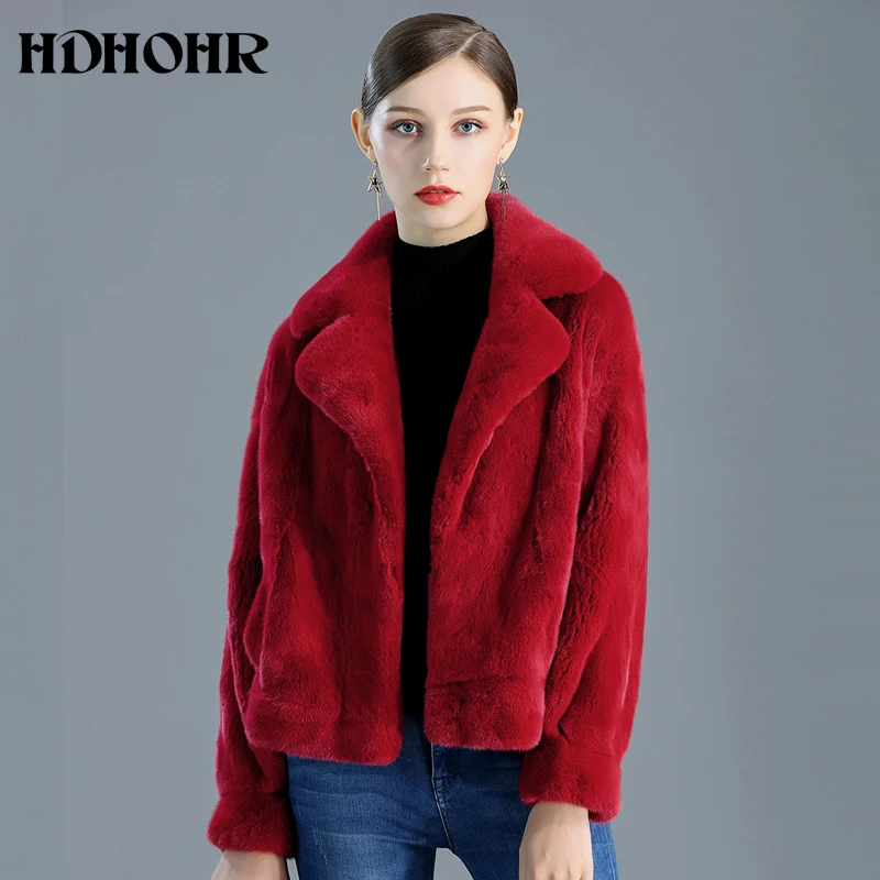 HDHOHR Новые Натуральные норковые шубы, женские короткие шубы для путешествий и отдыха, Высококачественная норковая шуба, зимние теплые шубы из натурального меха норки