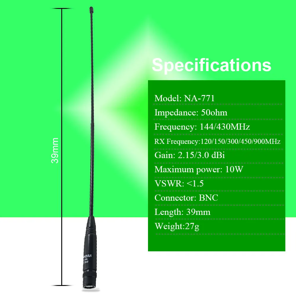 Original Nagoya NA-771 BNC Handheld Antenna 130 / 430MHz for IC-V8 IC-V82 IC-V85 tk308 Two Way Radio Two Way Radio Antenna