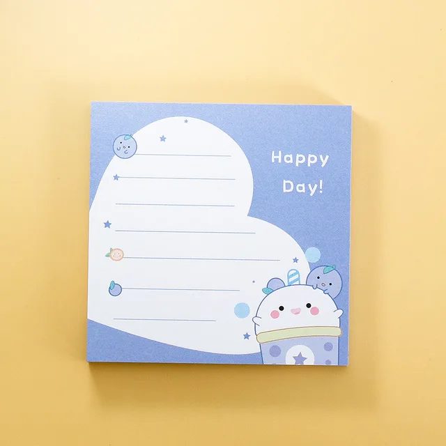 80Page Korean Notebook INS Wind Cartoon Animal Fruit Girl Pattern Horizontal Line Memo Pads Color N Message Cute Sticky Notes 9 Milk tea love