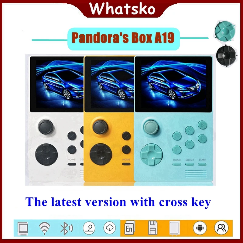 

Whatsko Retro Game Console HDMI A19 Pandora's Box 3.5" IPS Screen Handheld Game Player Built-in 3000+ Games 30 3D Games Portable