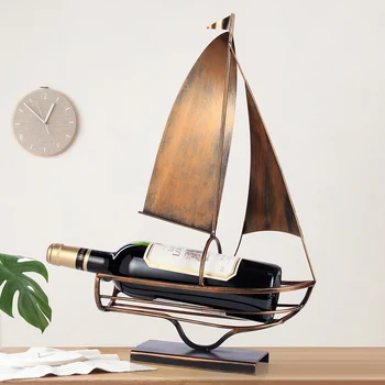 Présentoir porte bouteille de vin en métal Voilier