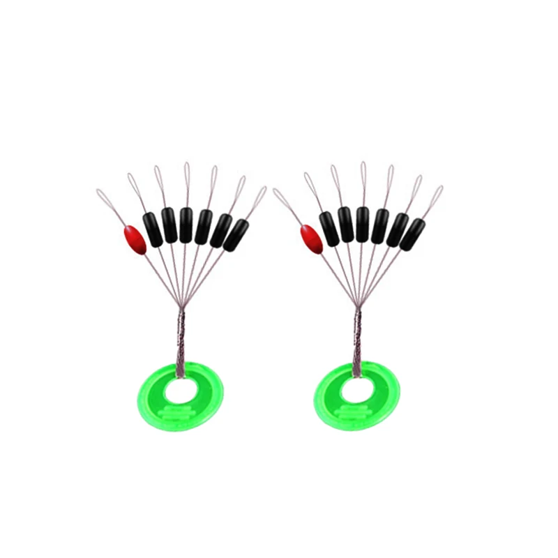

Simpleyi 10pcs/lot Fishing Bobber Float 7 in 1 Black Rubber Oval Stopper Space Bean Connector Fishing Line Tackle Accessories