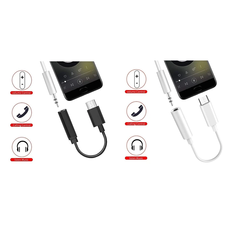 6 шт. Тип C до 3,5 мм аудио адаптер для наушников, USB-C до 3,5 мм Женский AUX микрофонный Соединительный кабель для Motorola Moto Z, Le 2/Le P