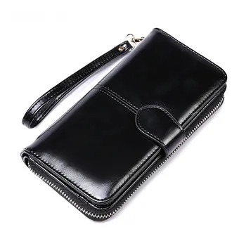 

Women's New 2020 Vintage Wax Oil leather Wallet Ladies Wallets PU Leather Clutch Wallets Female Designer Wallets Coin Card Purse