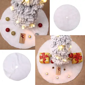 

60/122/150cm Christmas Tree Skirt Beautiful Pure Snow Soft Cotton Tree Skirt For Christmas New Year Home Decoration Tool