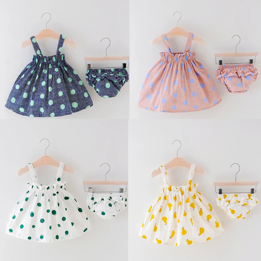 Новинка Одежда для новорожденных девочек платье без рукавов + трусы комплект