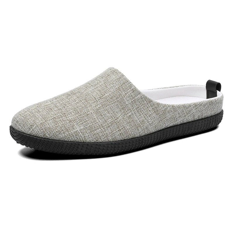 

2020 New Men's Casual Running Men Shoes Light Hemp Breathable Indoor Solid Slip On Loafer Pedal Shoe Half Slippers Lazy Sneakers