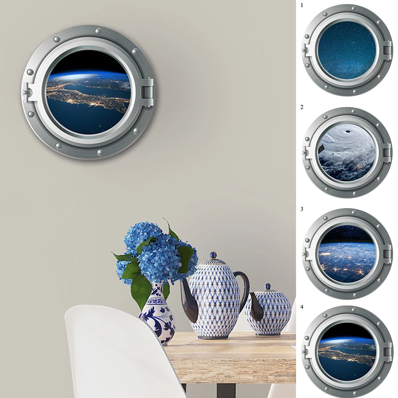 Space Starry Sky Portholes Window Wall Stickers For Washing Machine Kidroom Decoration Diy Art Decals Bathroom Sticker | Дом и сад