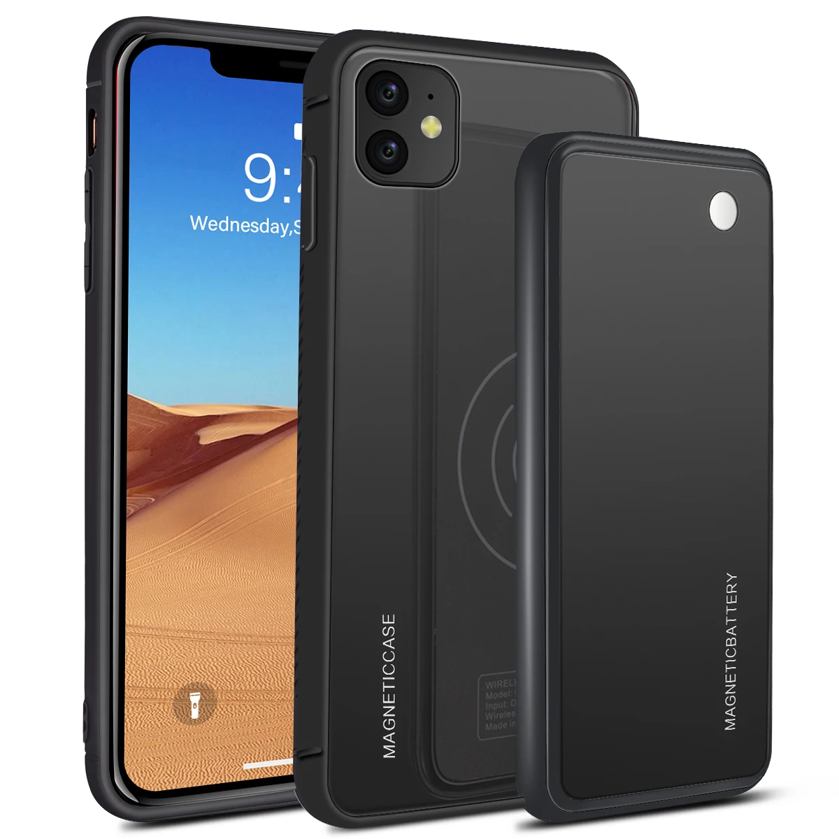 Для iPhone 11 6,1 дюймов 5000 мАч чехол для аккумулятора смартфон перезаряжаемый Расширенный аккумулятор устойчивость к царапинам power Bank протектор - Цвет: Черный