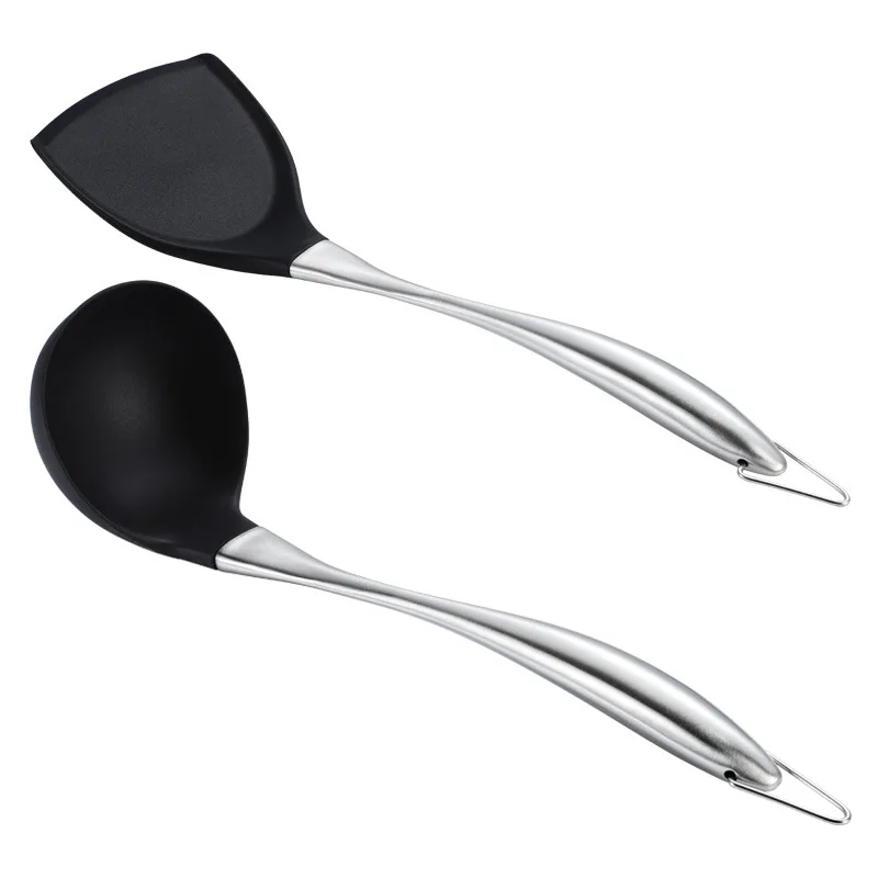 Новый arr.1PC антипригарная силиконовая кулинарная лопатка для супа из нержавеющей