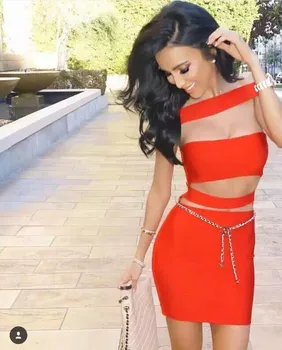 

Women Sexy Spring Black Red Slash Neck Rayon Bandage Dress Bodycon Mini Club Party Dress