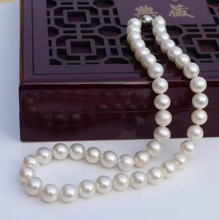 Jewelry Free Shipping Limited treasure AAAAA 10-11mm circle very light natural pearl necklace for her mother gift 925Silver cl | Украшения