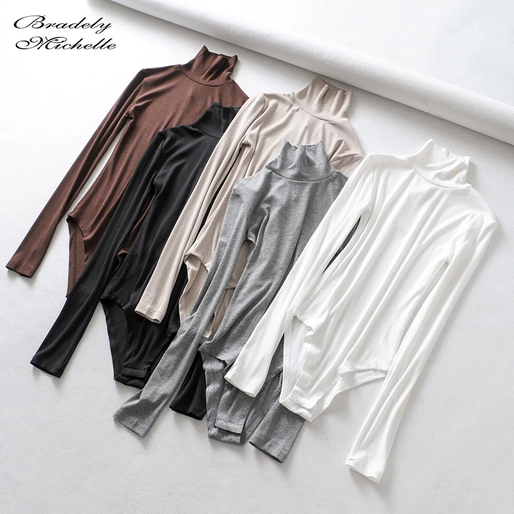 Bodysuits Women Bradely Michelle Knitted Long-Sleeve High-Neck New-Fashion Casual Autumn