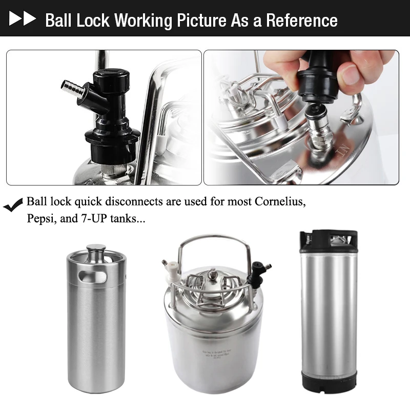 Ball Lock Disconnect Set Homebrew Beer Keg Disconnect Connector Barbed Liquid / Gas Dispenser Push-In Fit Swivel Nuts beverage dispenser faucet brewing faucet beer keg dispenser
