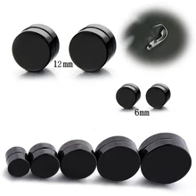2 шт, волшебные прочные черные круглые магнитные серьги-гвоздики в стиле панк без отверстий, безболезненные серьги, поддельные ювелирные изделия для пирсинга бойфренда