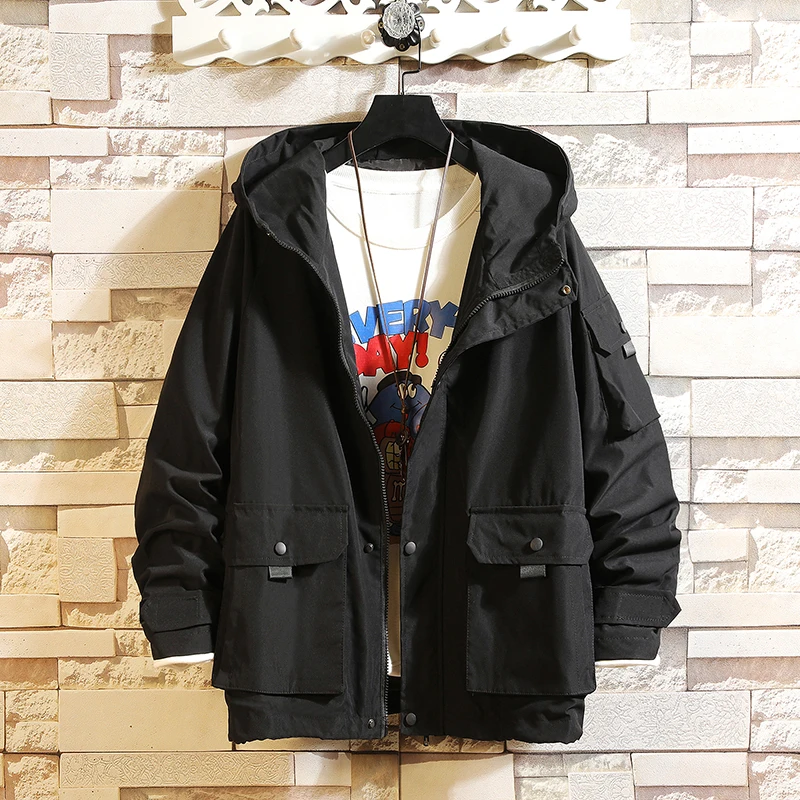 Hip Hop Mens Hooded Windbreaker Jacket Autumn 2020 Casual Vintage Loose Track Hoodie Jacket Coats Clothing Streetwear Hip Hop Mens Hooded Windbreaker Jacket Autumn 2020 Casual Vintage Loose Track Hoodie Jacket Coats Clothing Streetwear