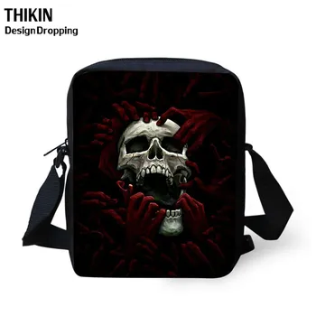 

THIKIN Vintage Punk Skull Print Men Women Travel Crossbody Bag Small Shoulder Bags Portable Messenger Bookbag for Girls Boys