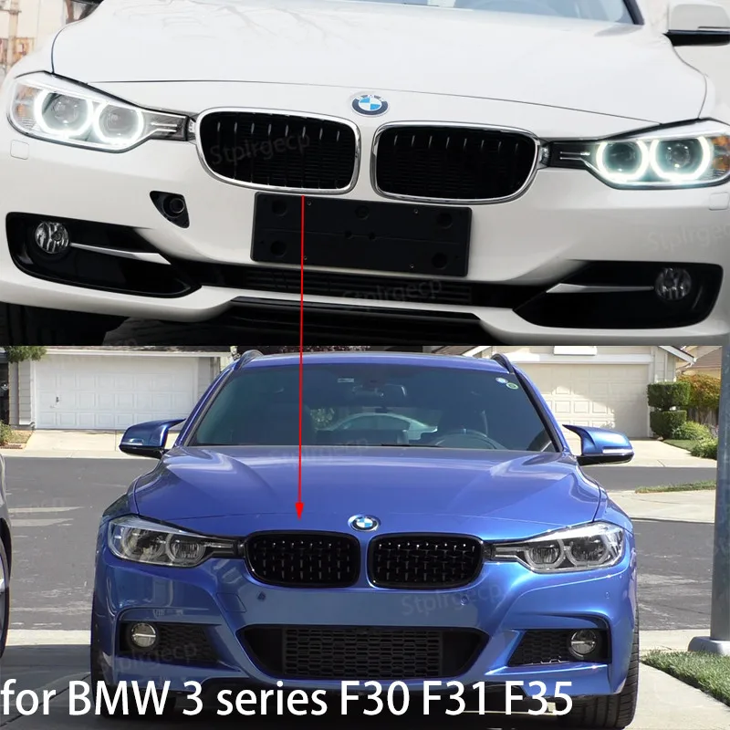 

Алмазный передний гриль, решетки, сменный гриль для BMW 3 серии F30 F31 F35 2011-19, двойная планка M, спортивный стиль, ярко-черный