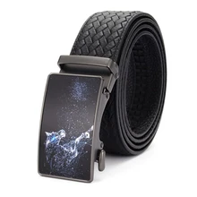 

Leather Belts for Men Men's Leather Ratchet Dress Casual Jeans Belt with Automatic Buckle, Adjustiable Sizes Length:110-125cm