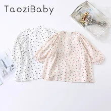 Детские платья для девочек; шифоновое платье в Корейском стиле для девочек; Новинка года; весеннее детское платье; платье принцессы с рукавами-фонариками и сердечками