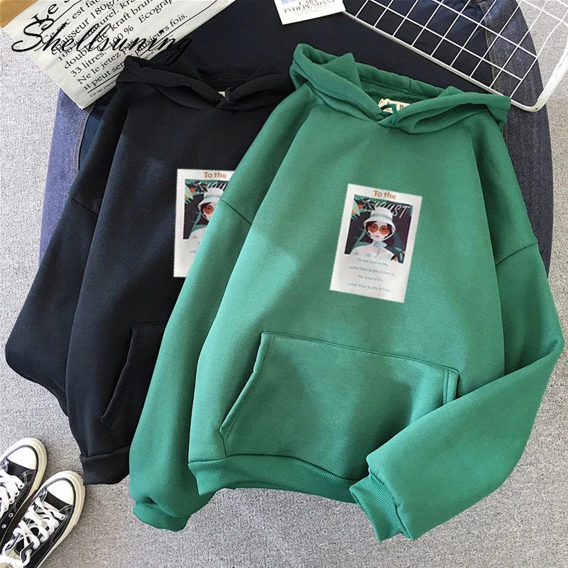 

Shellsuning Harajuku Streetwear Hoodies Women Long Sleeve Sweatshirt Korean Ulzzang Wearing Glasses Girl Graphic Female Coat