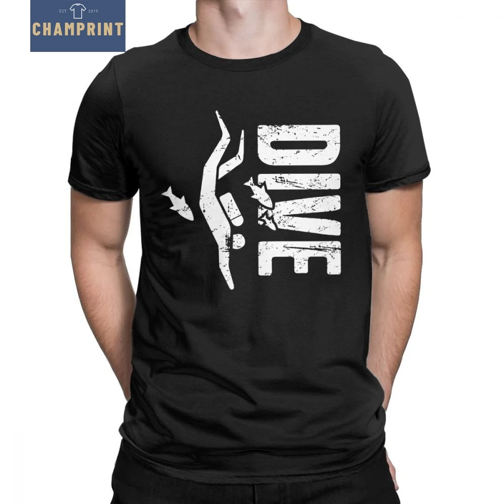 

DIVE Distressed Scuba Diving Men T Shirt Diver Sea Snorkeling Sports Diving Tees Short Sleeve T-Shirt 100% Cotton Plus Size Tops