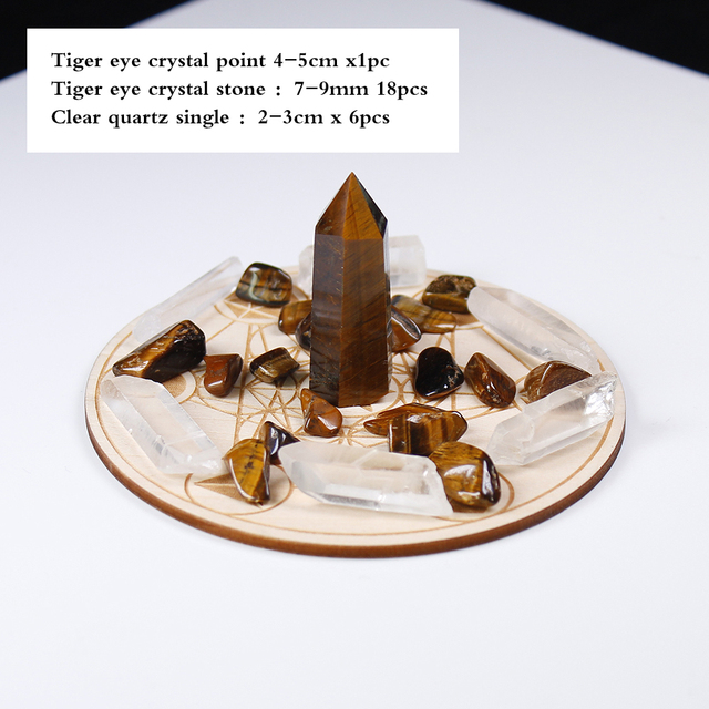 Crystal wand 7 Chakra Reiki Luky Yoga Healing Crystal stone Seven Star Array wood Base Manual Sculpture Home Decor