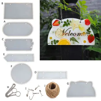

Indicator Signs Silicone Mold Handmade Clear Welcomes Card Epoxy Resin Mold DIY Door Number Plate Resin Mold Art Crafts Tools