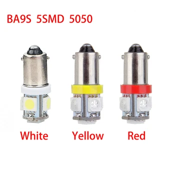 

6pcs BA9S Festoon Dome Door Light T4W 5LED 5050 Car LED White Red Yellow Marker Bulb Wedge Light Tail Lamp DC 12V Tail Led Light