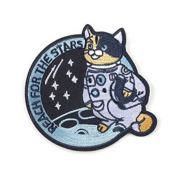

Cartoon Cat (Size:8.5*8.7cm) Astronaut Animal Embroidery Patches For Clothing DIY Iron On Patches On Clothes Sticker Appliques