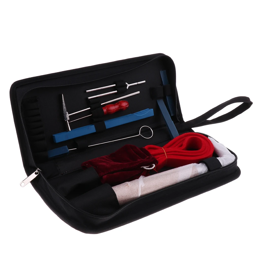 Professional Piano Keyboard Temperament Strip Mute Tuning Hammer Tuning Fork Piano Care Tools with Storage Bag