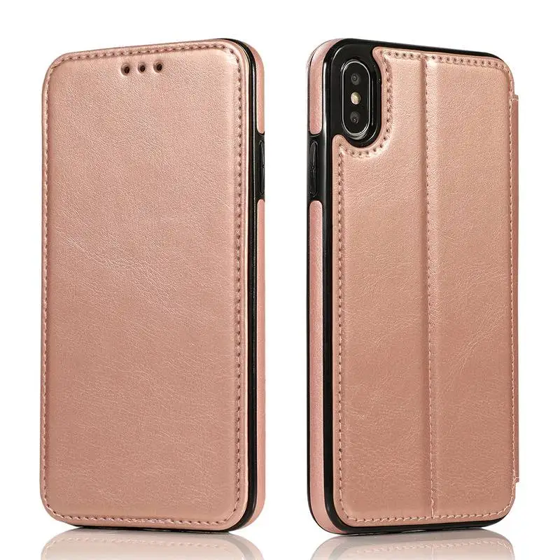 Rose Gold Магнитный адсорбционный Флип кожаный чехол для iPhone 11 Pro Max 11 Pro 11 XS Max XR XS X 7 8 6 6S Plus Чехол-кошелек с подставкой - Цвет: Rose Gold