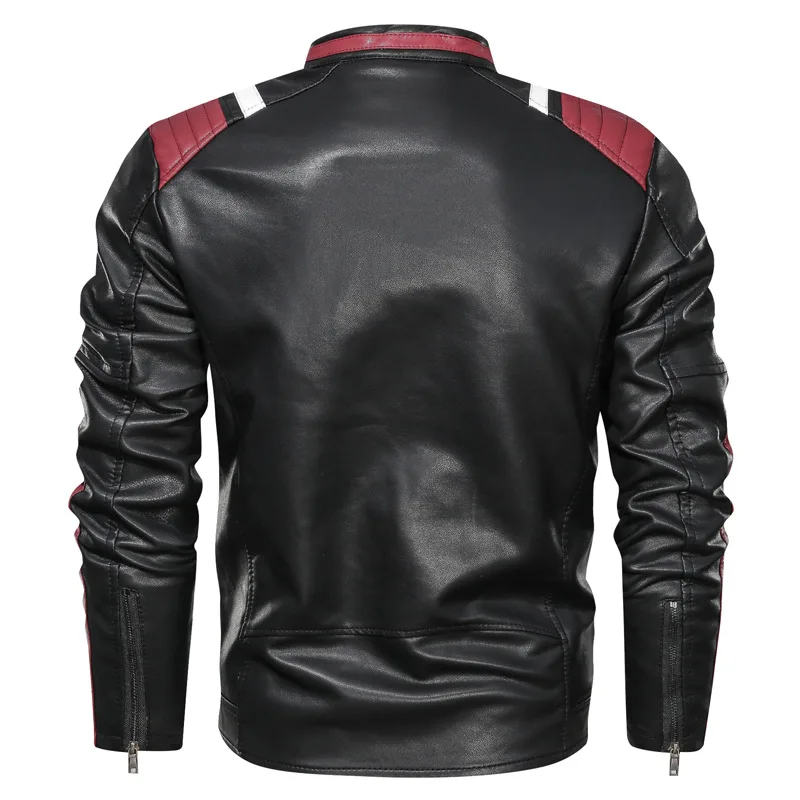 

Mixed Colors Casual MEN'S Leather Coat Casual Trend Stand Collar Spring And Autumn Leather Jacket Youth outside