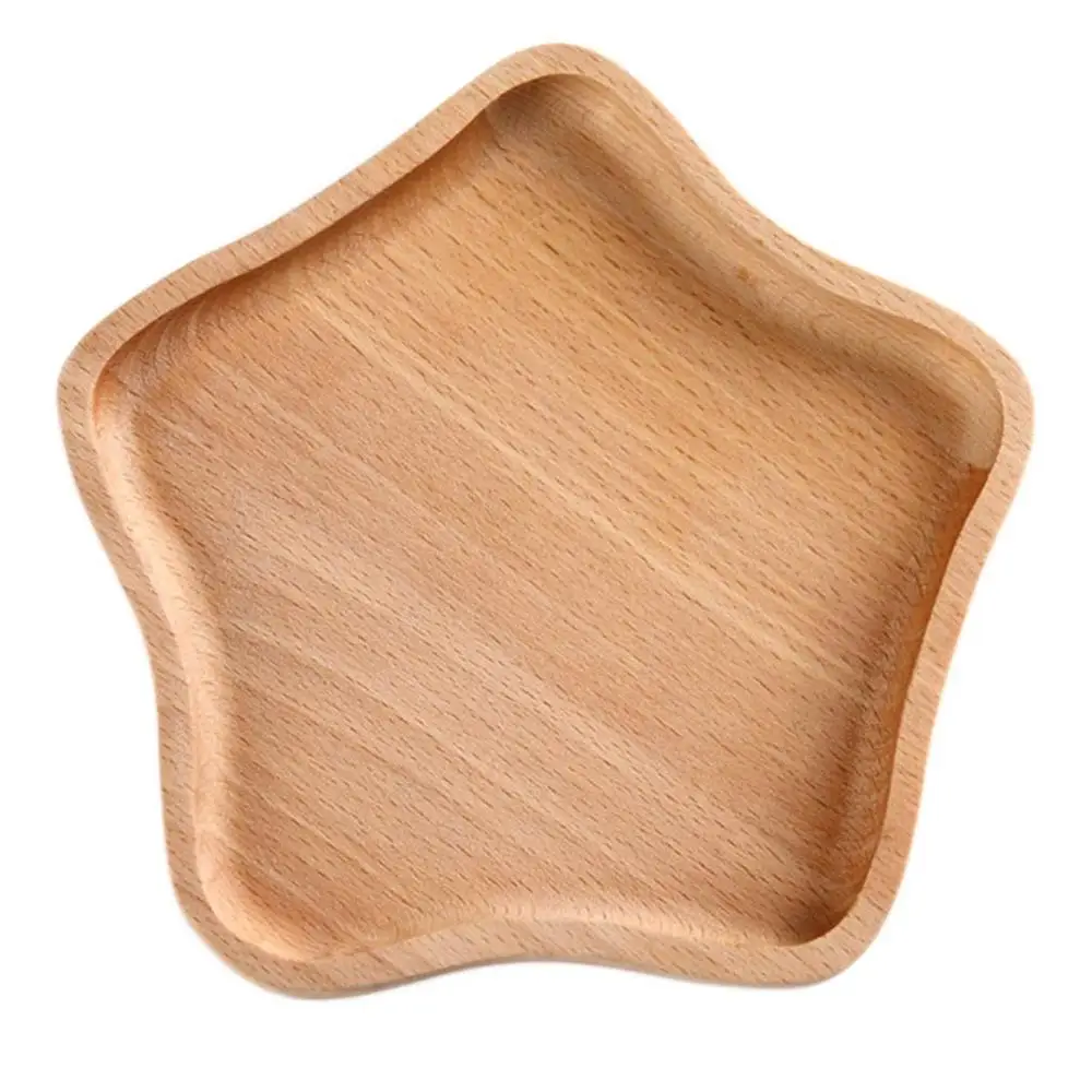 Children Kids Wooden Food Plate Tray Dish Natural Cute Catoon Tableware Handcraft Animal Natural Tool