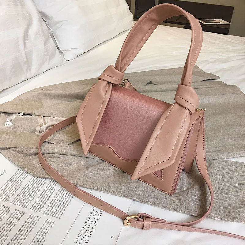 

2019 New Style Fashion Pu Square Sling Bag Bow Cat Contrast Color One-Shoulder Oblique WOMEN'S Bag