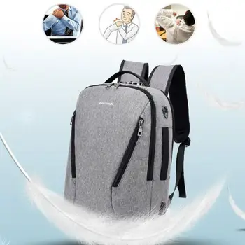 

Anti-theft Code Lock Computer Backpack With USB Charging Casual Backpack Waterproof Port Business Travel Durable C9D0