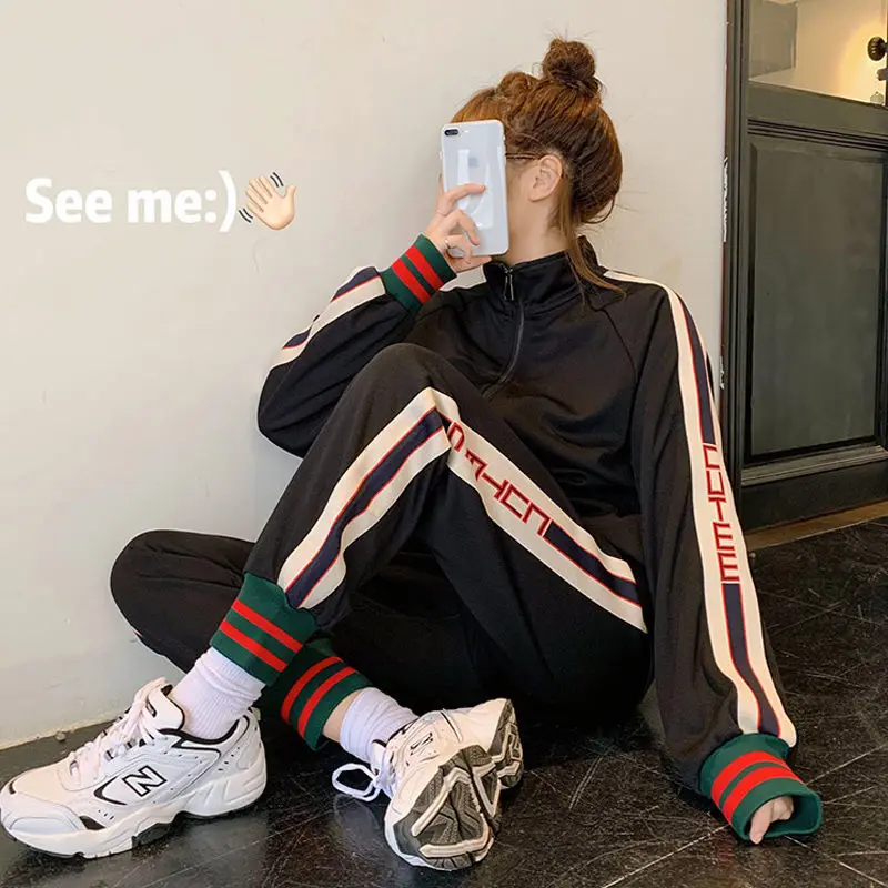 

Women's autumn and winter Plush sports two piece suit