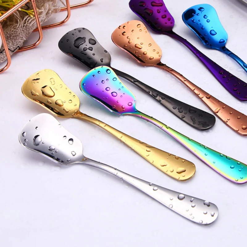 

New Coffee Spoon Gourd Shape Stainless Steel Ice Cream Spoon Desert Spoons Kitchen Supplies Tableware Multi-color Spoon #y