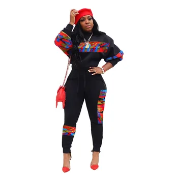 

Autumn Winter Women Two Piece Set Top and Pants Plus Size Tracksuit Sweatsuit Outfit Fashion Patchwork Active Outfits