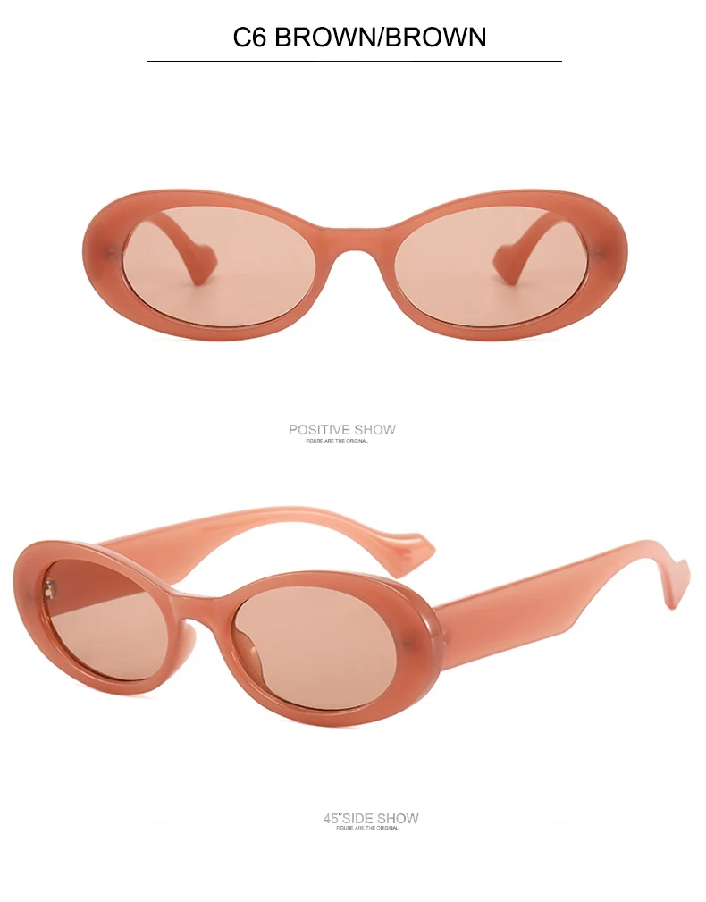 OEC CPO Vintage Oval Sunglasses Women Brand Designer Small Frame Sun Glasses Female Retro Black Yellow Round Eyewear UV400 O881