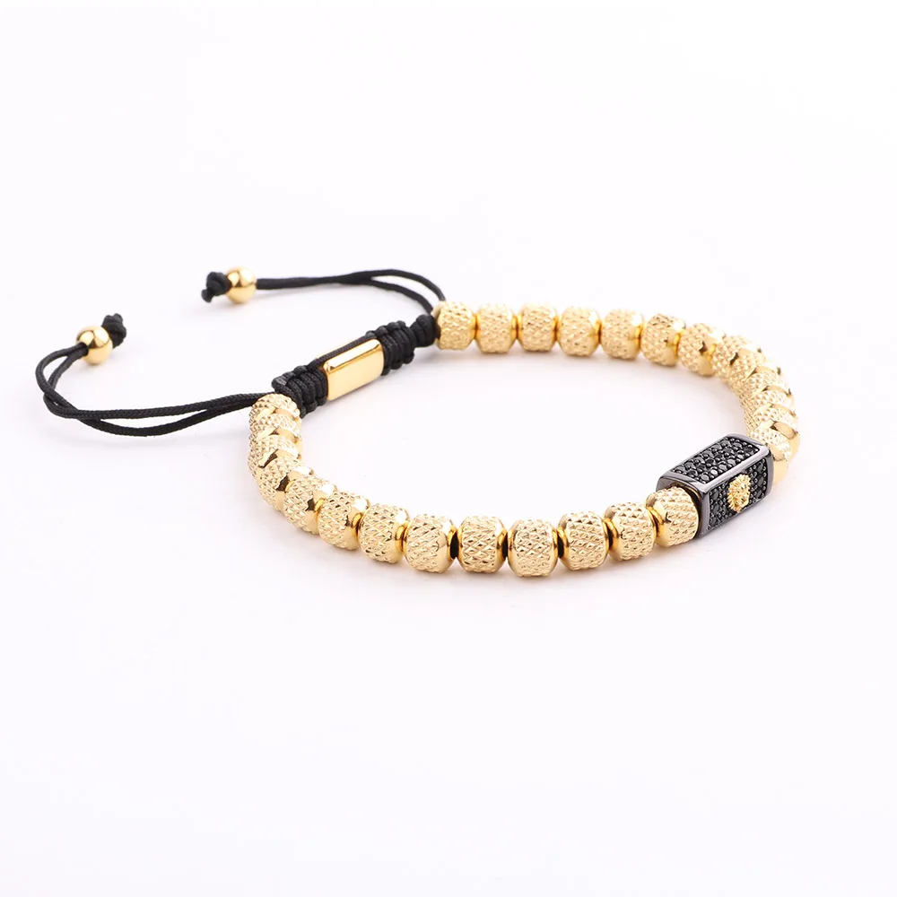 JARAVVI New Cute Design Stainless Steel Beads CZ Gold Lion Charm Macrame Bracelet Men - Image 4