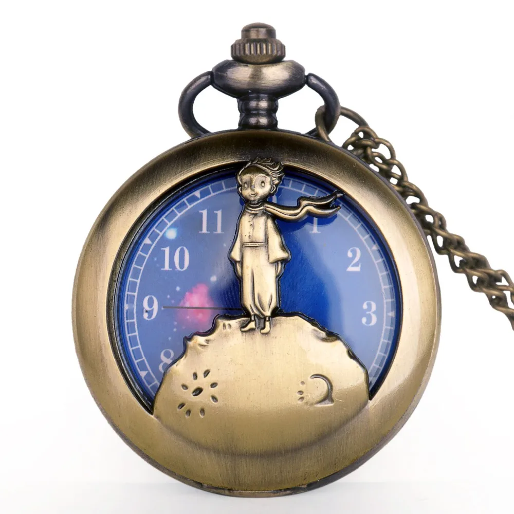 Ретро старинные карманные часы бронза стимпанк прекрасный принц кварцевые карманные часы для мужчин и женщин детский подарок reloj de bolsillo