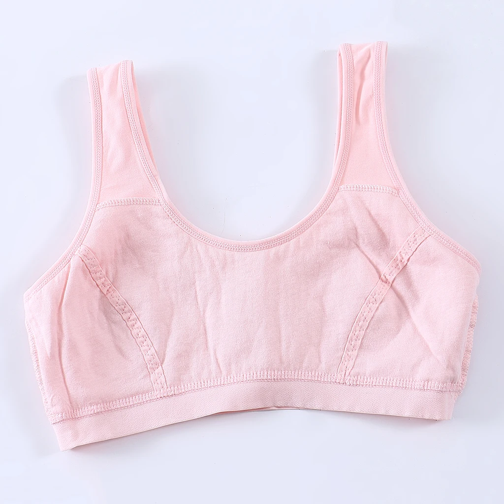 Teen Solid underwear 12 year old  Lovely Girl Training Bra Underwear Vest Top Wireless Cotton Bralette Racerback белье женское