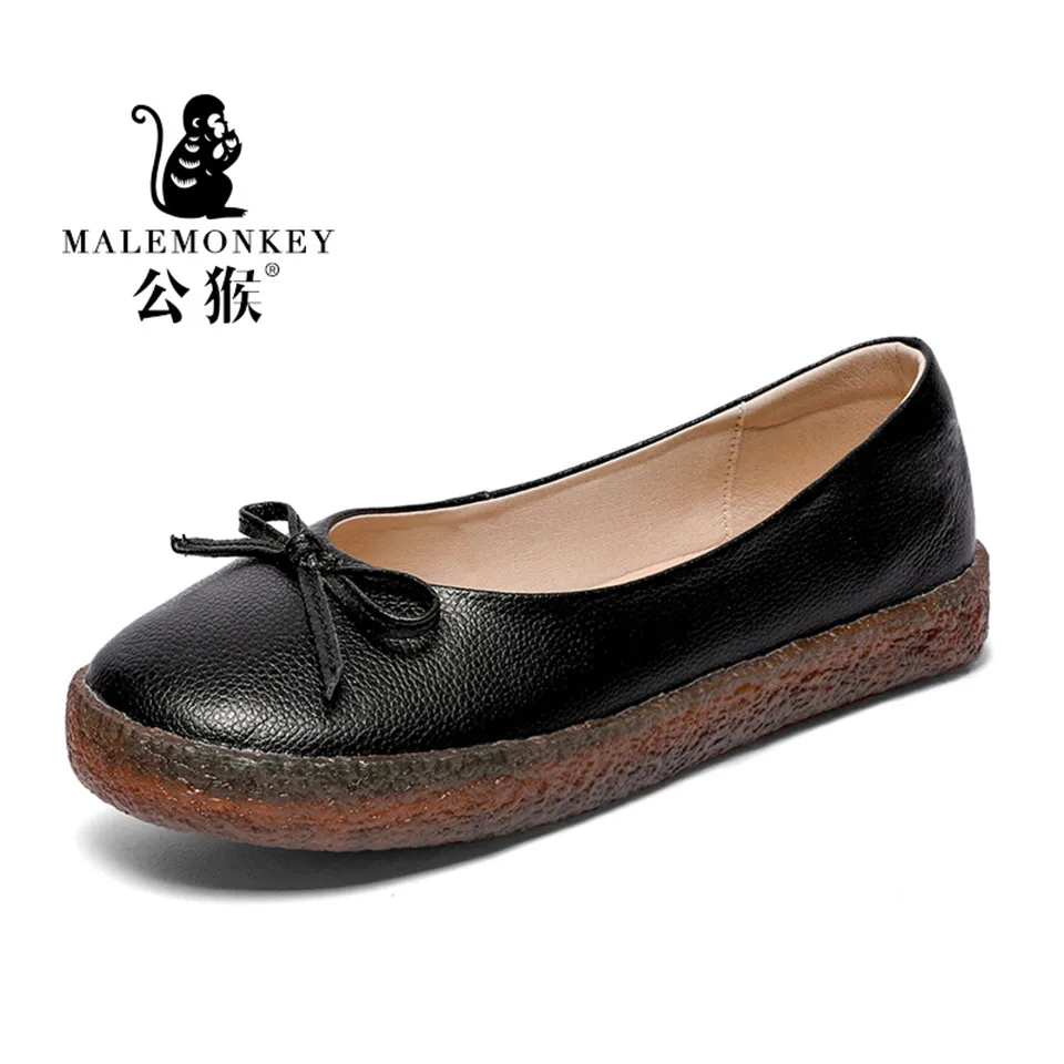 

MALEMONKEY Luxury Brand Designers 2019 New Fashion Women Shoes Comfortable Cute Leather Lady Flat