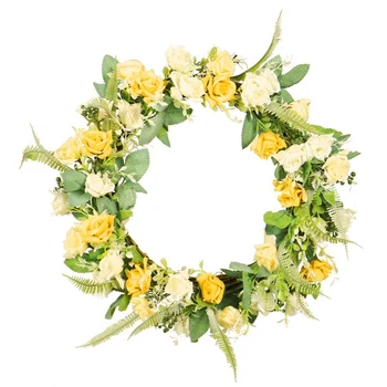 

40CM Simulation Rose Garland Wreath Door Hanging Spring Decoration Wall Hanging Vine Circle Rose Halloween Thanksgiving Xmas