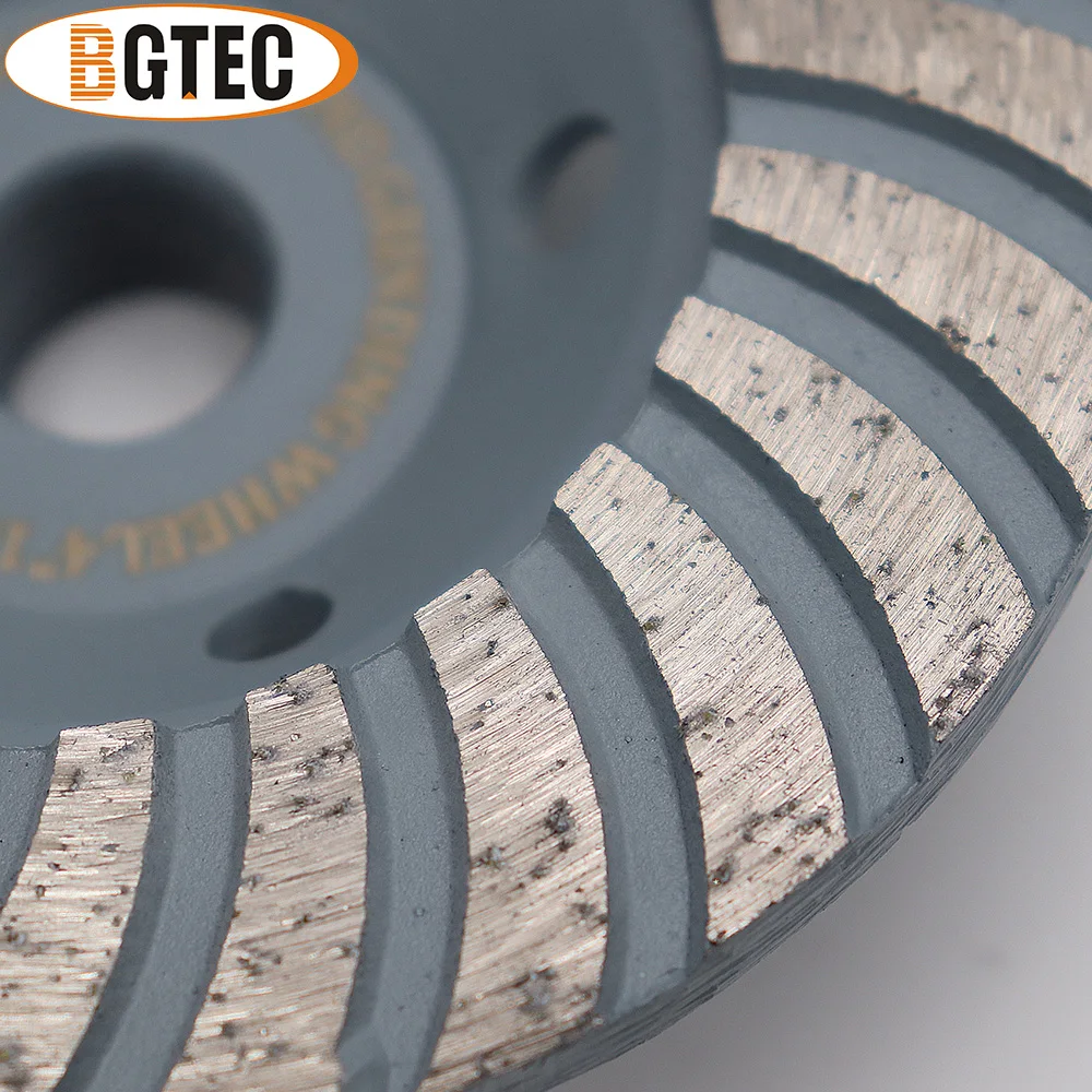 BGTEC 2pcs 4inch Diamond Turbo Row Grinding Cup Wheel 100mm flange concrete, Masonry, construction material Grinding discs